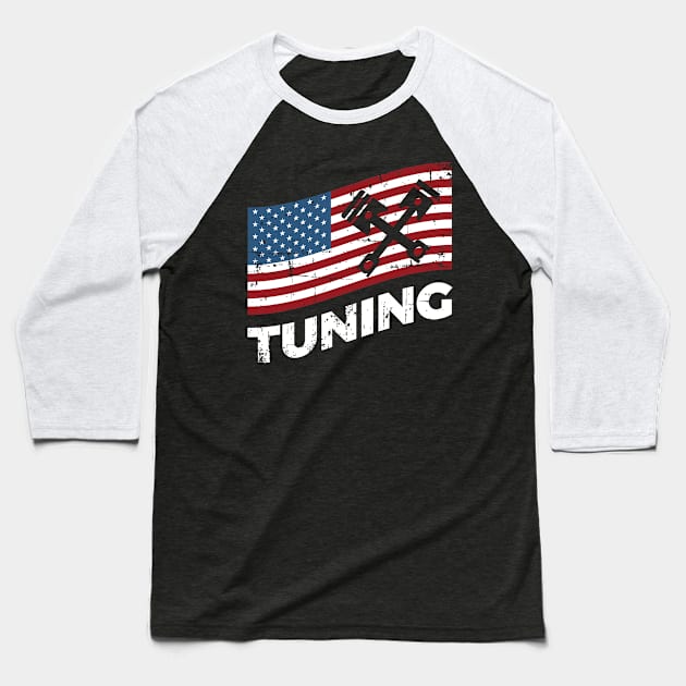 USA Flag Car Tuning Racing Motorsport Baseball T-Shirt by petervanderwalk